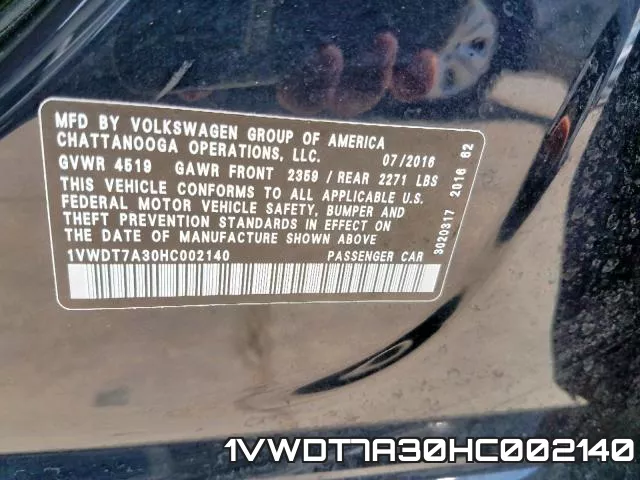 1VWDT7A30HC002140 фото 2