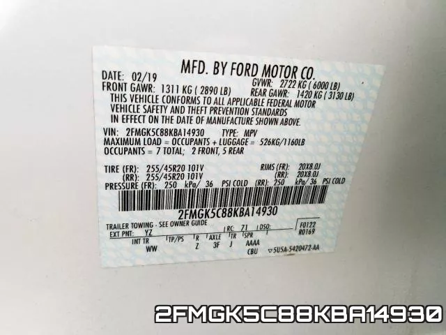 2FMGK5C88KBA14930 фото 2