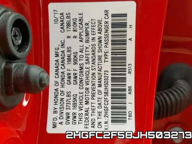 2HGFC2F58JH503273 фото 2