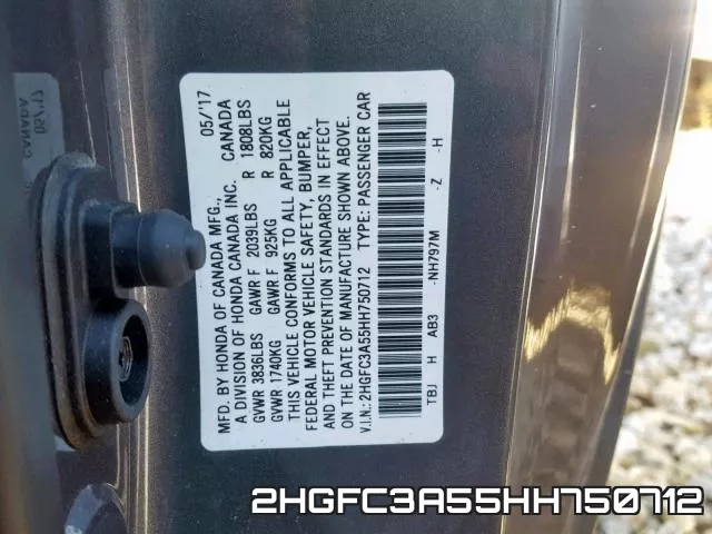 2HGFC3A55HH750712 фото 2