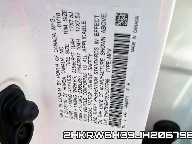 2HKRW6H39JH206798 фото 2