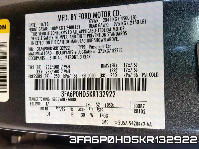 3FA6P0HD5KR132922 фото 2