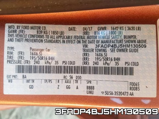 3FADP4BJ5HM130509 фото 2