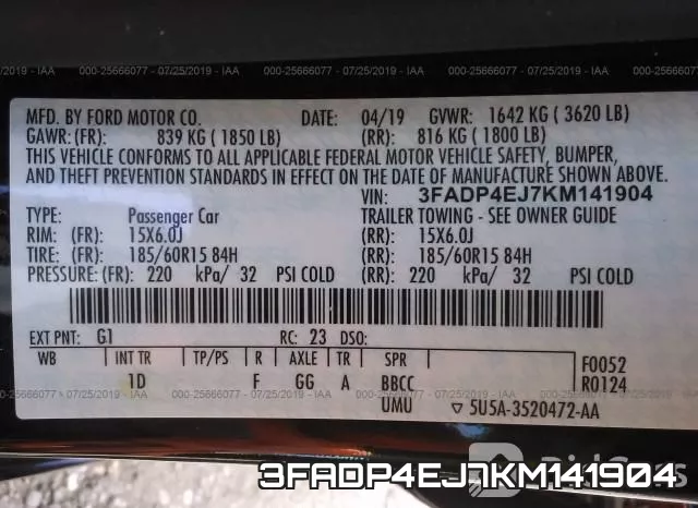 3FADP4EJ7KM141904 фото 10