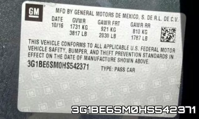 3G1BE6SM0HS542371 фото 2
