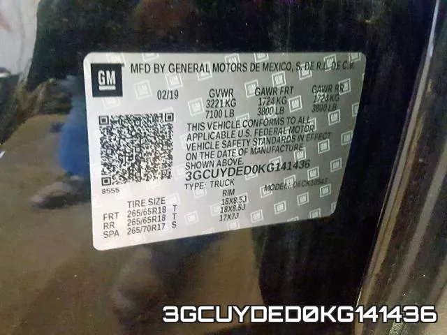3GCUYDED0KG141436 фото 2