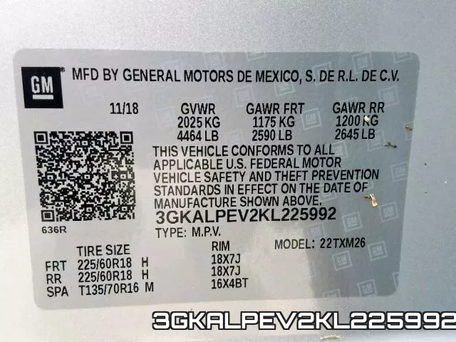 3GKALPEV2KL225992 фото 2