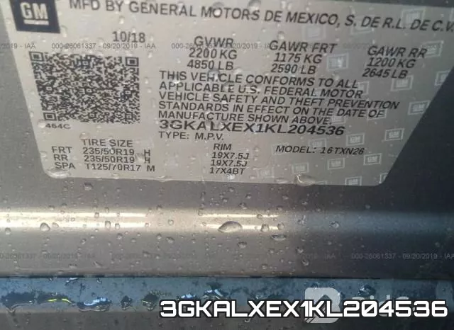 3GKALXEX1KL204536 фото 10