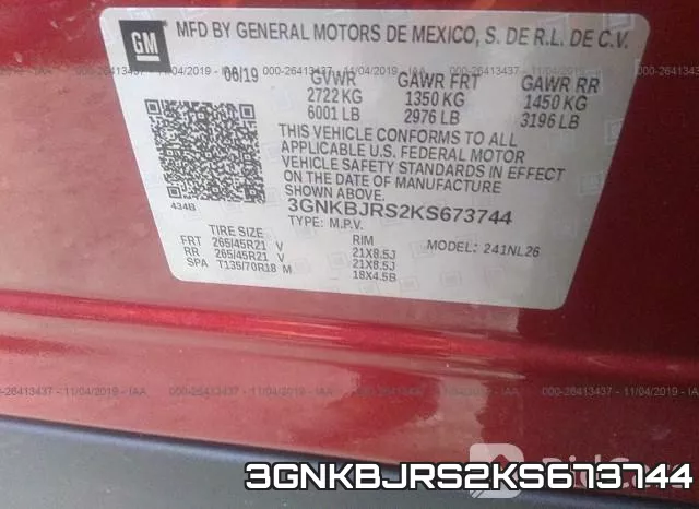 3GNKBJRS2KS673744 фото 9