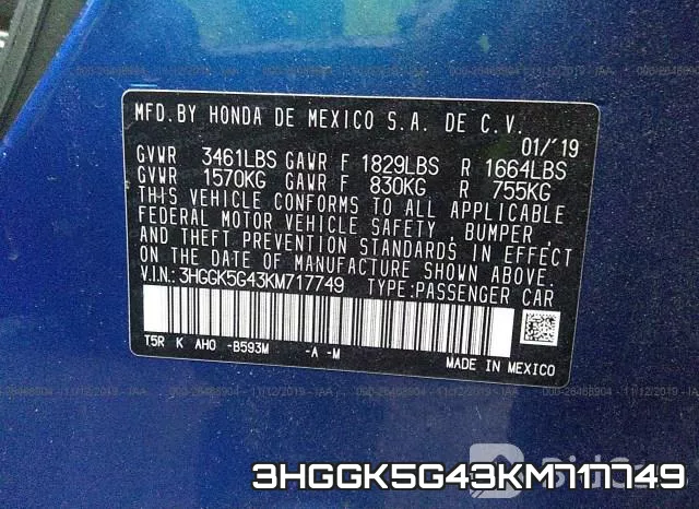 3HGGK5G43KM717749 фото 10