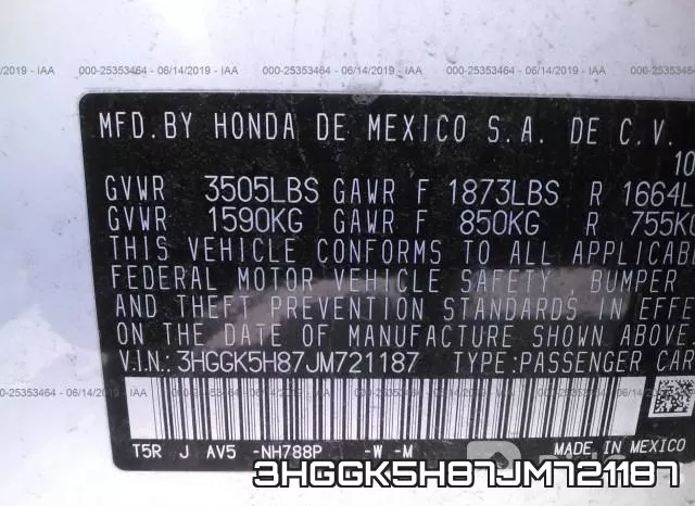 3HGGK5H87JM721187 фото 10
