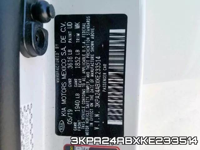 3KPA24ABXKE233514 фото 2