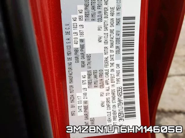 3MZBN1U76HM146058 фото 2