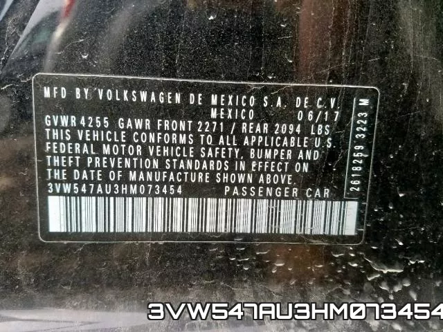 3VW547AU3HM073454 фото 2
