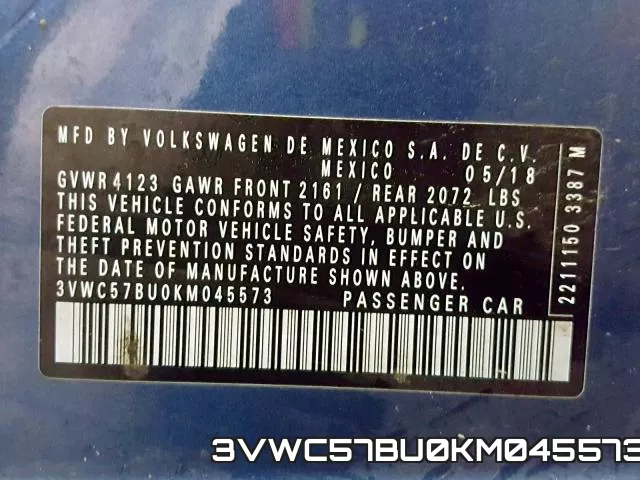 3VWC57BU0KM045573 фото 2