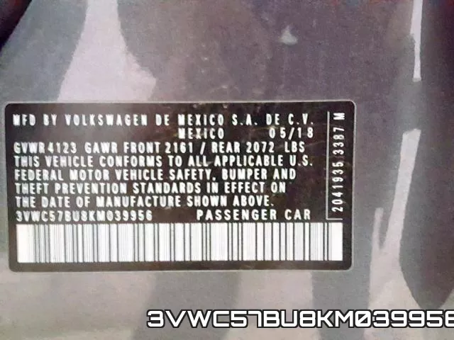 3VWC57BU8KM039956 фото 2