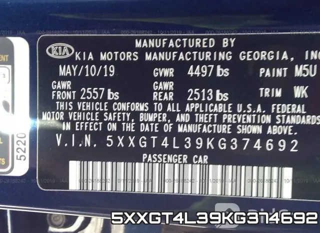 5XXGT4L39KG374692 фото 10