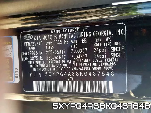 5XYPG4A38KG437848 фото 2