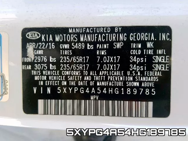 5XYPG4A54HG189785 фото 2