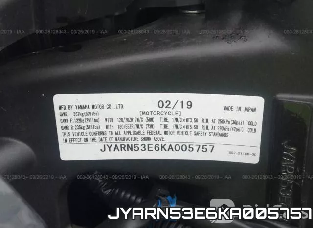 JYARN53E6KA005757 фото 10