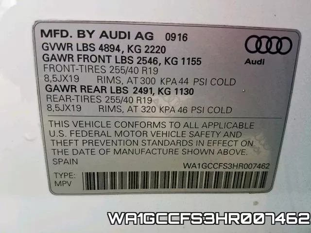 WA1GCCFS3HR007462 фото 2