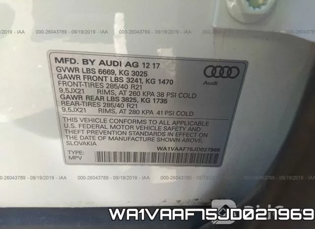 WA1VAAF75JD027969 фото 10