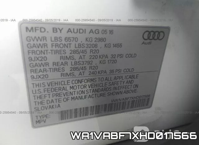 WA1VABF7XHD017566 фото 10