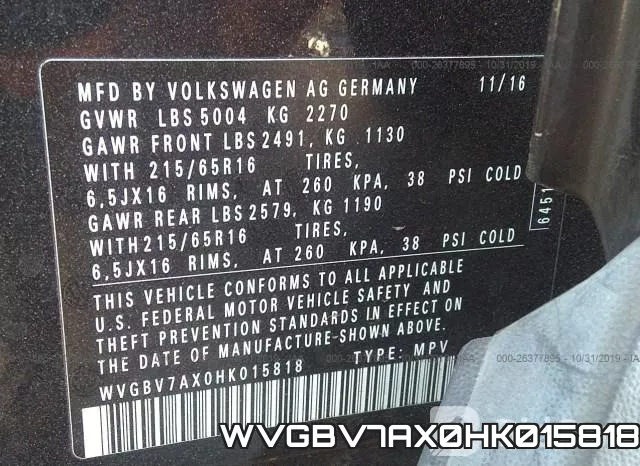 WVGBV7AX0HK015818 фото 10