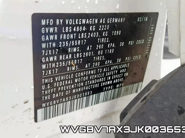 WVGBV7AX3JK003653 фото 2