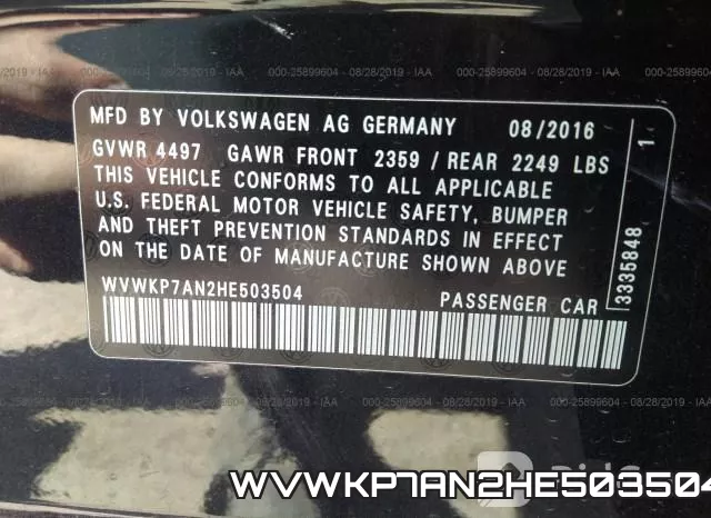WVWKP7AN2HE503504 фото 10