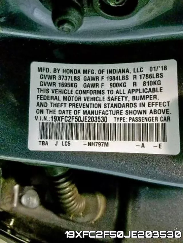 19XFC2F50JE203530 фото 2
