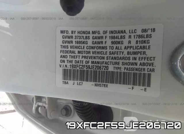 19XFC2F59JE206720 фото 9