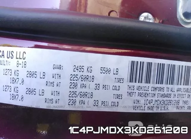 1C4PJMDX3KD261208 фото 10