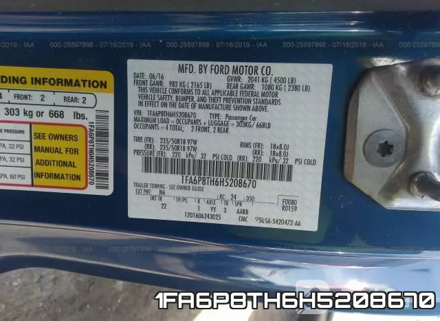 1FA6P8TH6H5208670 фото 10