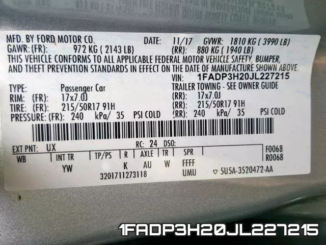 1FADP3H20JL227215 фото 2