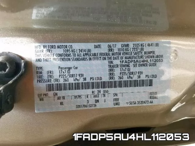 1FADP5AU4HL112053 фото 2