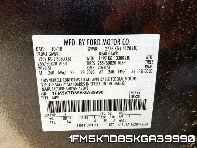 1FM5K7D85KGA39990 фото 2