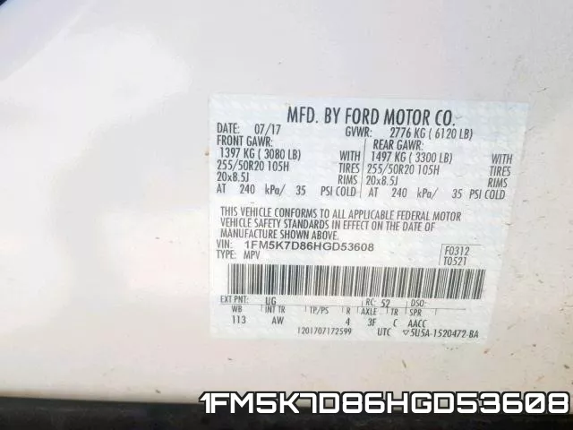 1FM5K7D86HGD53608 фото 2