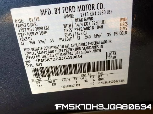 1FM5K7DH3JGA80634 фото 2