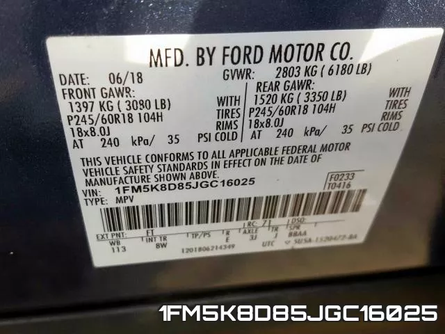 1FM5K8D85JGC16025 фото 2