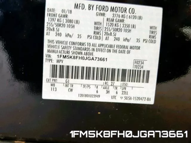1FM5K8FH0JGA73661 фото 2