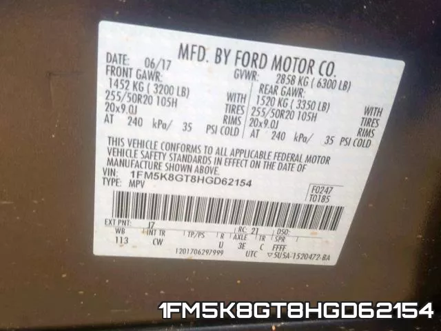 1FM5K8GT8HGD62154 фото 2