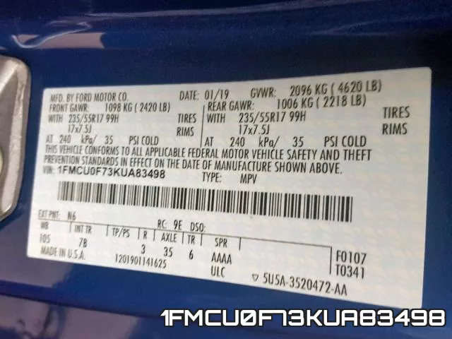 1FMCU0F73KUA83498 фото 2
