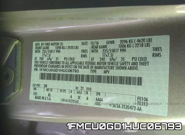 1FMCU0GD1HUC06793 фото 10