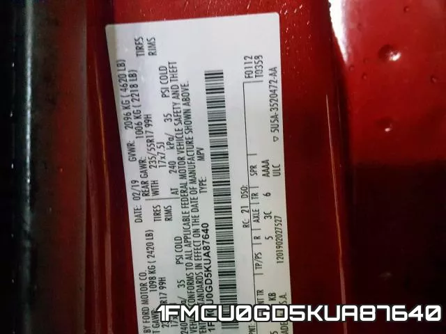 1FMCU0GD5KUA87640 фото 2