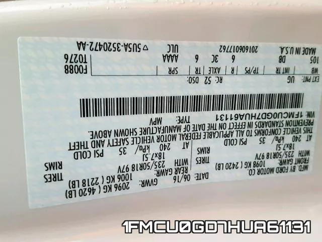 1FMCU0GD7HUA61131 фото 2