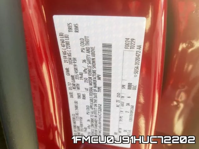 1FMCU0J91HUC72202 фото 2