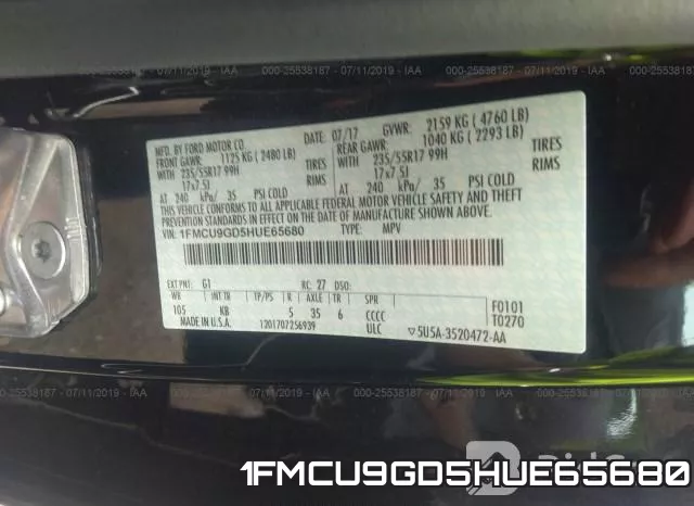 1FMCU9GD5HUE65680 фото 10