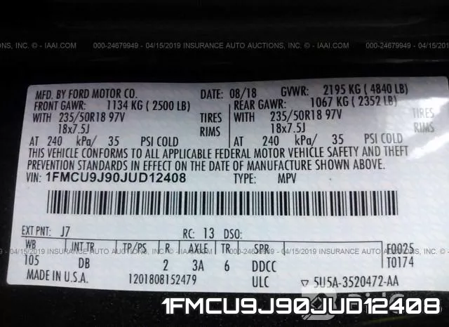 1FMCU9J90JUD12408 фото 9