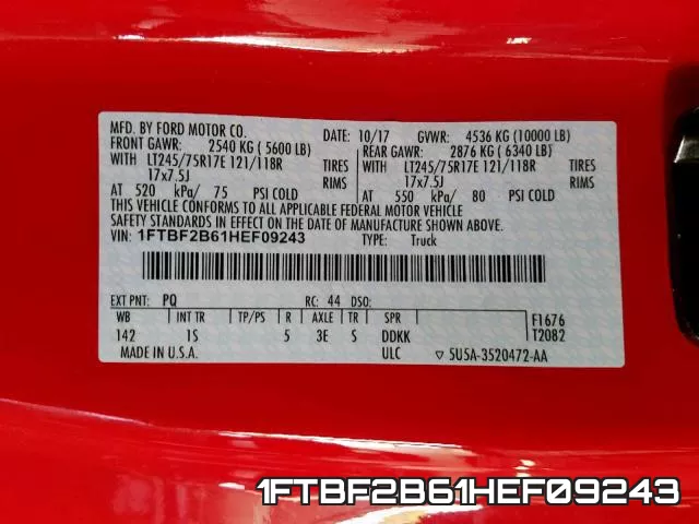 1FTBF2B61HEF09243 фото 2